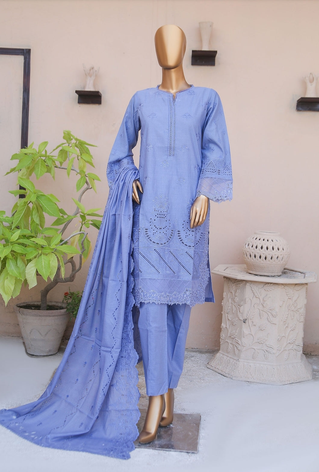 Bin Saeed 3 Piece Chikankari Stitched Suit with Chikankari Dupatta