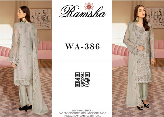 Ramsha 3 piece Embroidered chiffon